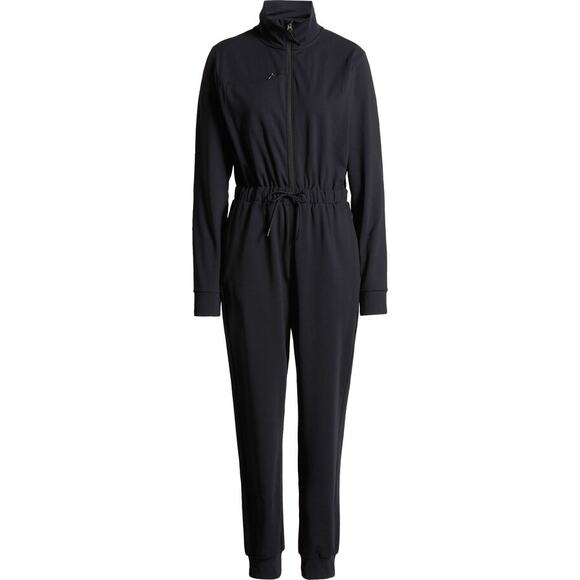 Zella Jumpsuit Womens L Black Zip Front Long Sleeve Activewear Après Ski Sporty - Picture 1 of 15